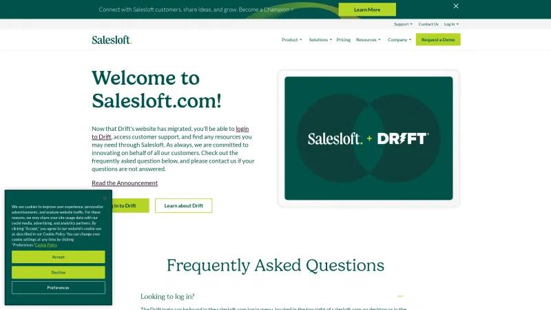 Homepage of Drift