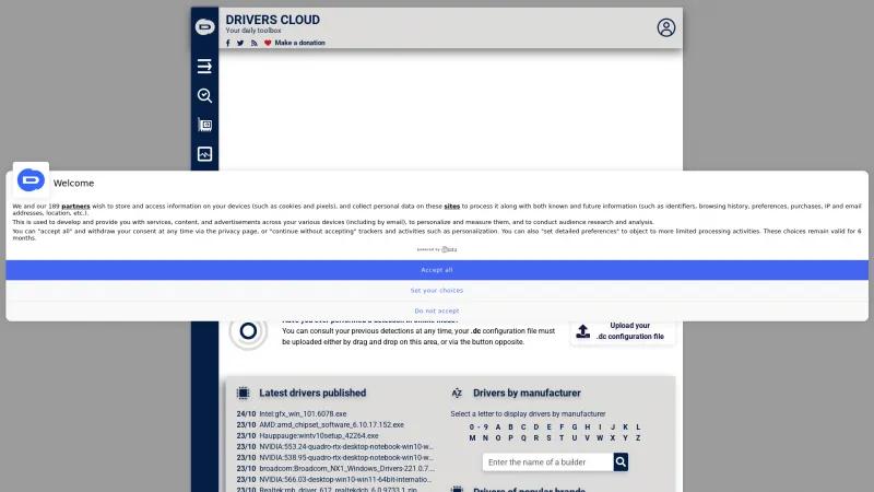 Homepage of DriversCloud