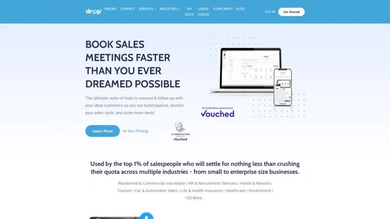 Homepage of Drop