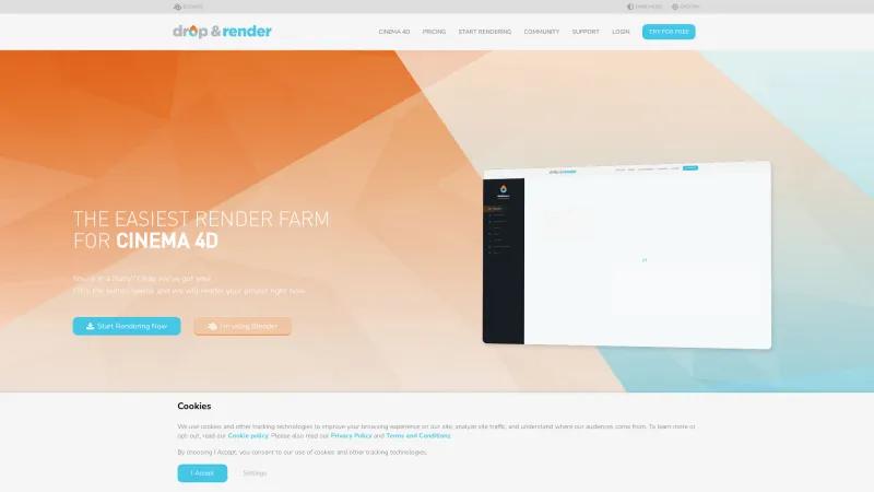 Homepage of Drop & Render