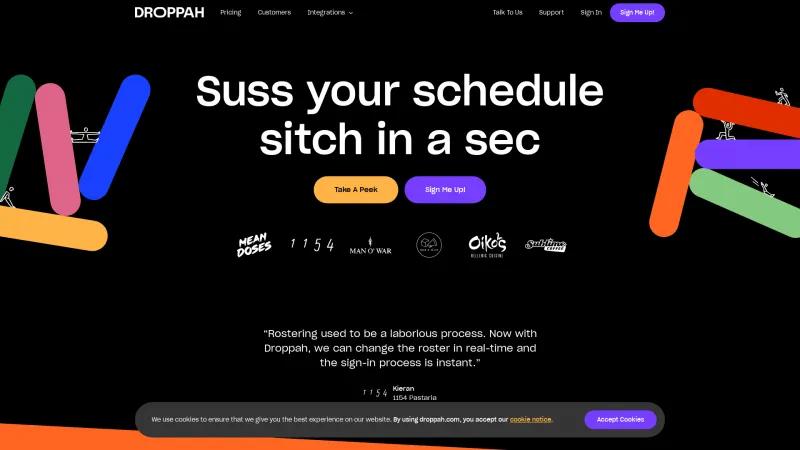 Homepage of Droppah