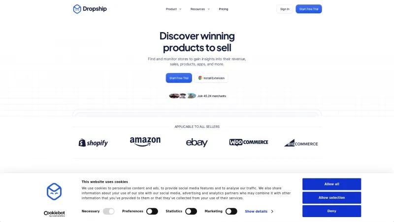 Homepage of Dropship