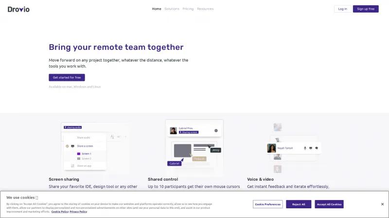 Homepage of Drovio