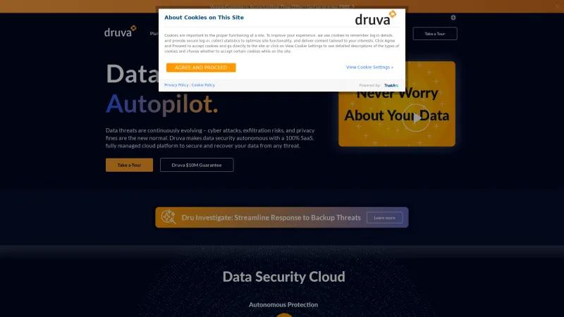 Homepage of Druva