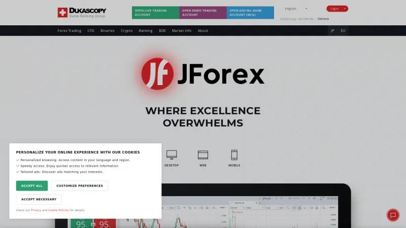 Homepage of JForex