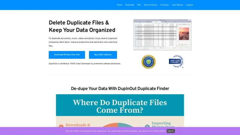 Homepage of DupInOut Duplicate Finder