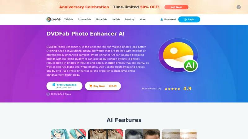 Homepage of DVDFab Photo Enhancer AI