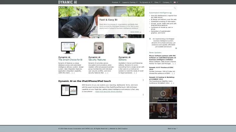 Homepage of Dynamic AI Enterprise
