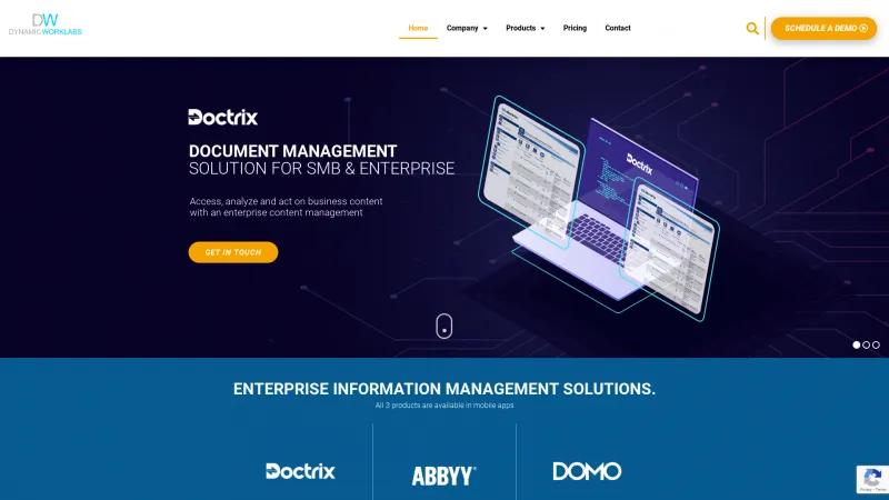 Homepage of Doctrix Enterprise Content Management