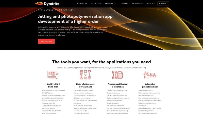 Homepage of Dyndrite Application Development Kit (ADK)