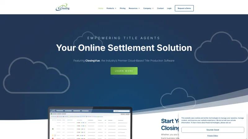 Homepage of E-Closing