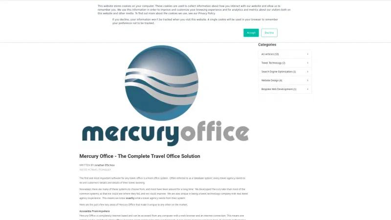 Comprehensive Travel Office Solution: Ease Technology's Mercury Office for Travel Agencies Homepage of Mercury Office