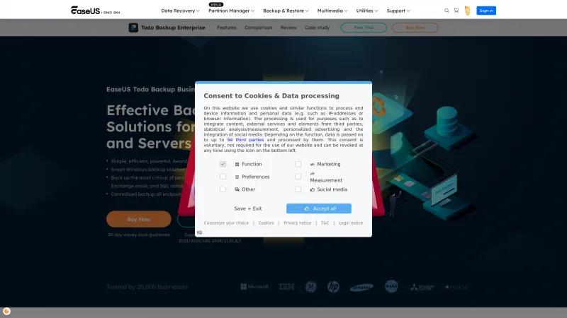 Homepage of EaseUS Todo Backup