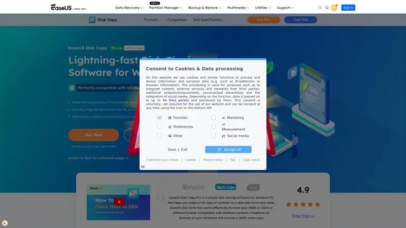 Homepage of EaseUS Disk Copy