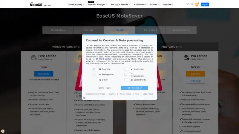 Homepage of EaseUS MobiSaver