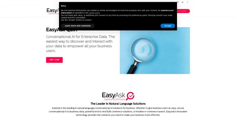 Homepage of EasyAsk