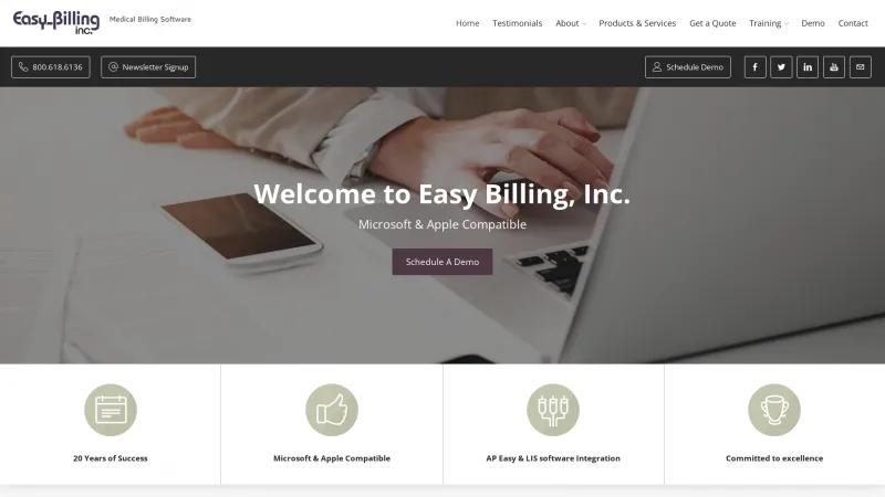 Homepage of Easy Billing Professional