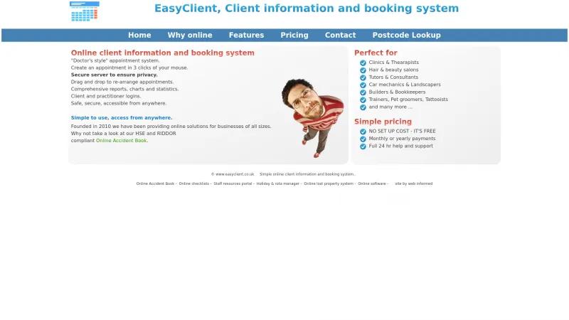 Homepage of Easy Client