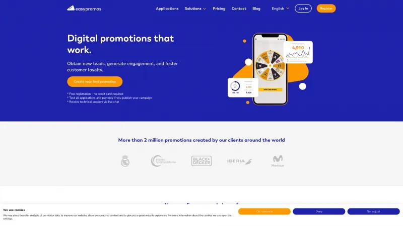 Homepage of Easypromos