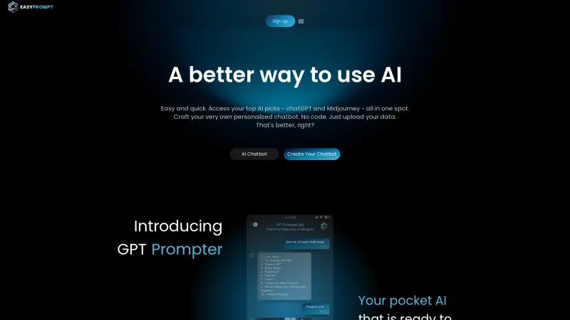 Homepage of EasyPrompt