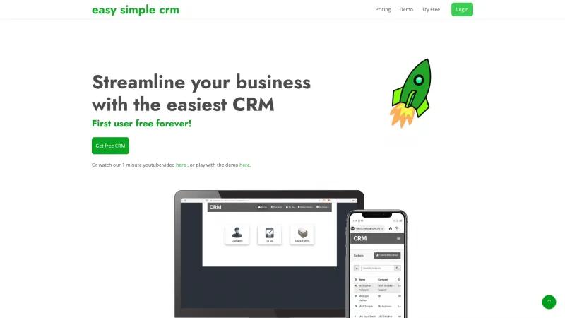 Homepage of Easy Simple CRM