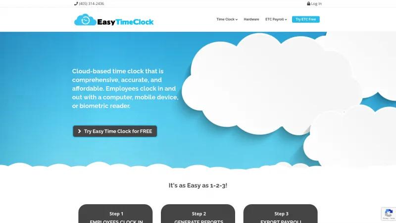 Homepage of Easy Time Clock