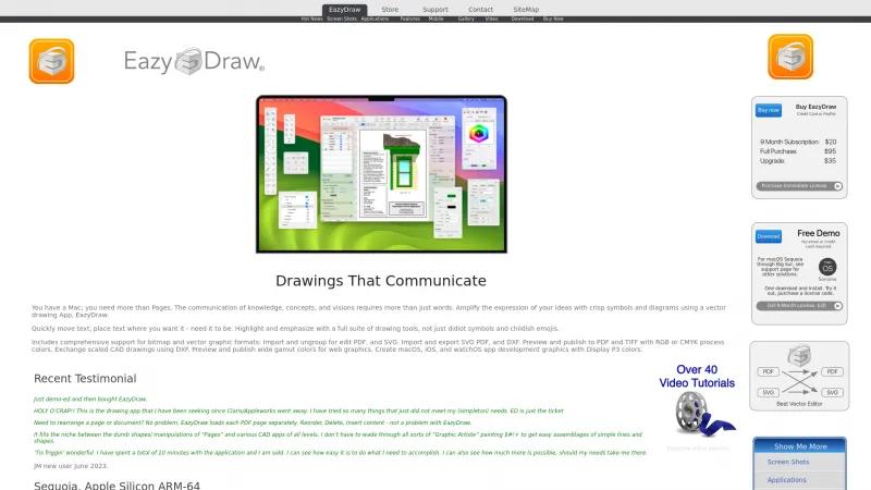 Homepage of EazyDraw