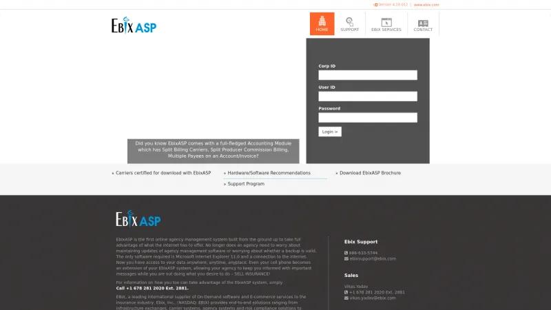 Homepage of EbixASP