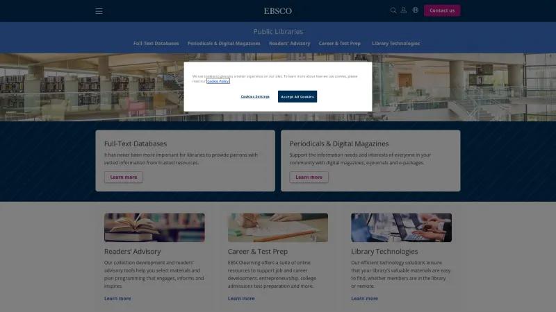 Homepage of EBSCO