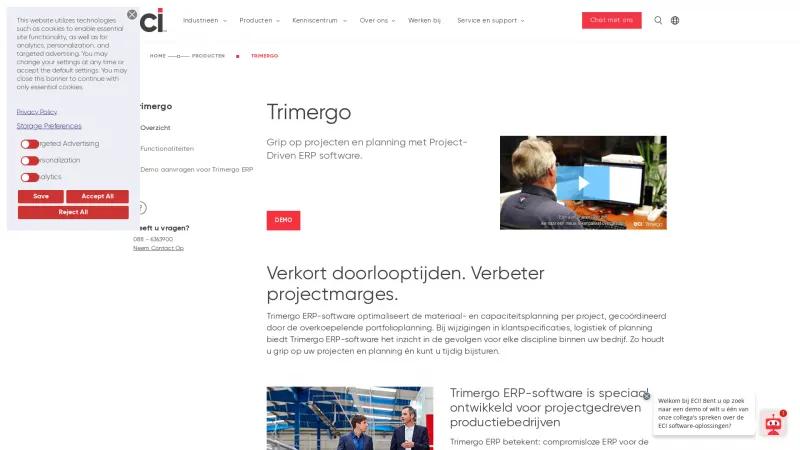 Homepage of Trimergo