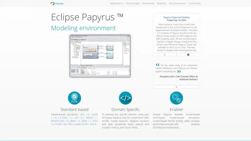 Homepage of Eclipse Papyrus