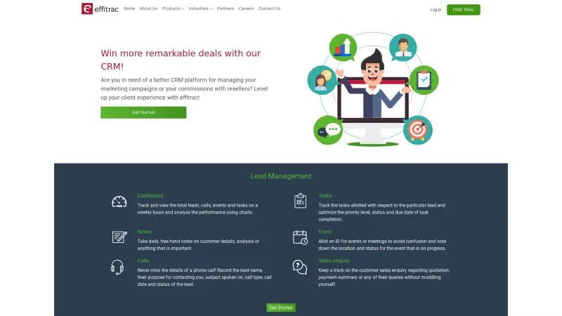 Homepage of Effitrac CRM