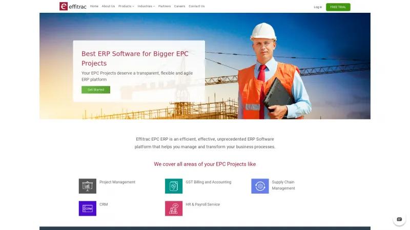 Homepage of Effitrac EPC ERP