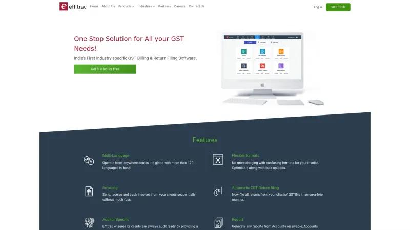 Homepage of Effitrac GST