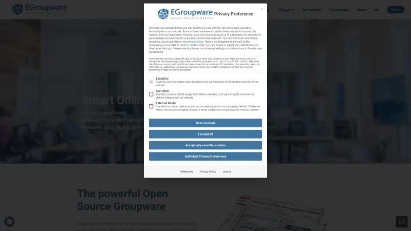 Homepage of EGroupware