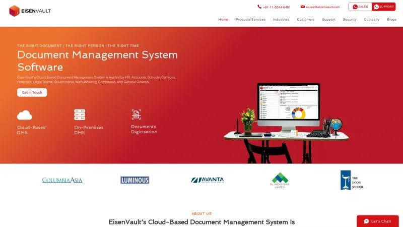 Homepage of EisenVault