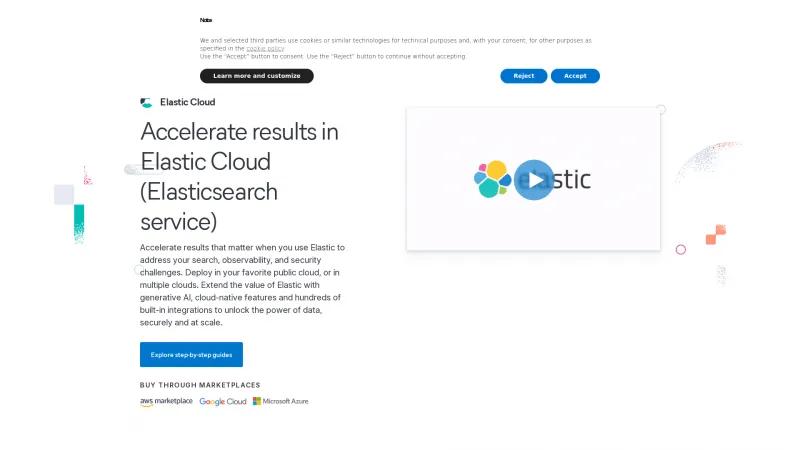 Homepage of Elastic Cloud