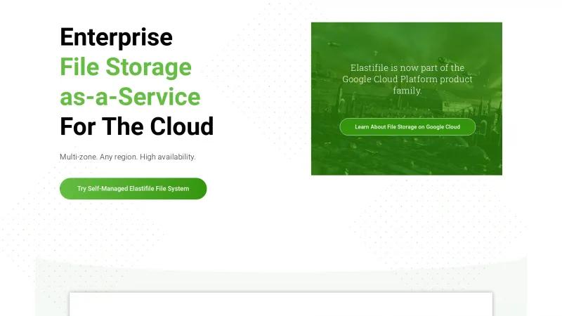 Homepage of Elastifile