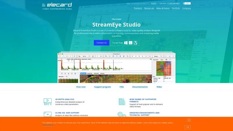 Homepage of Elecard StreamEye Studio