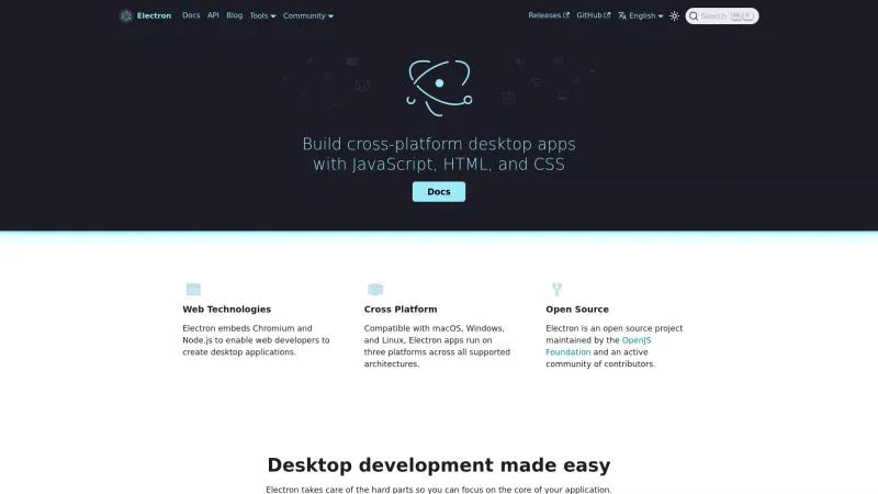 Homepage of Electron