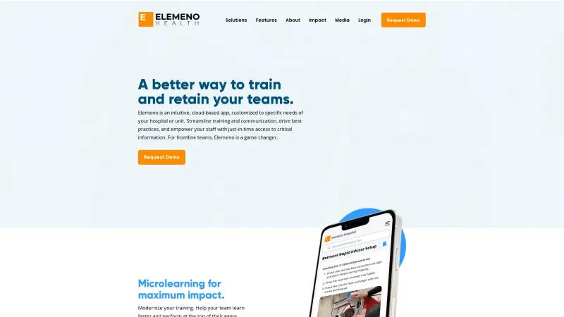 Homepage of Elemeno