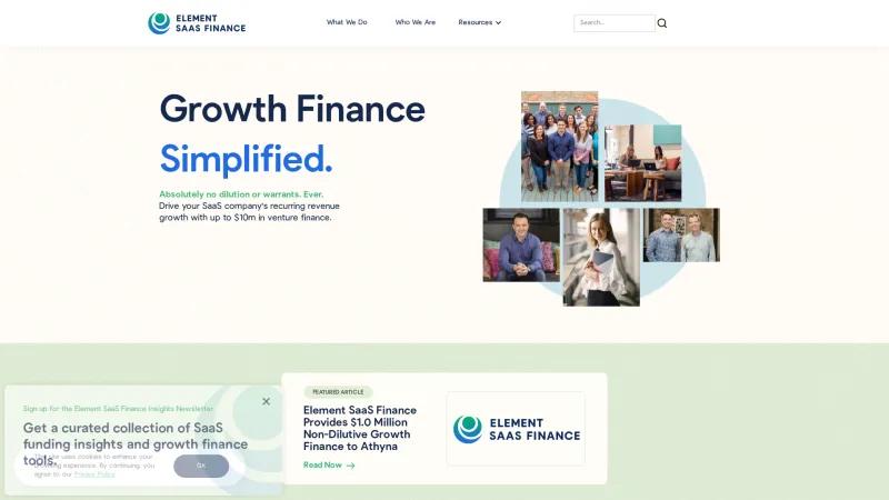 Homepage of Element Finance