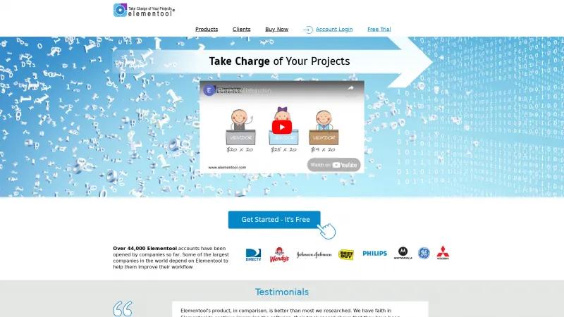 Homepage of Elementool Help Desk