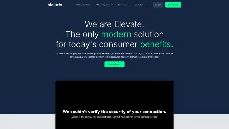 Homepage of Elevate