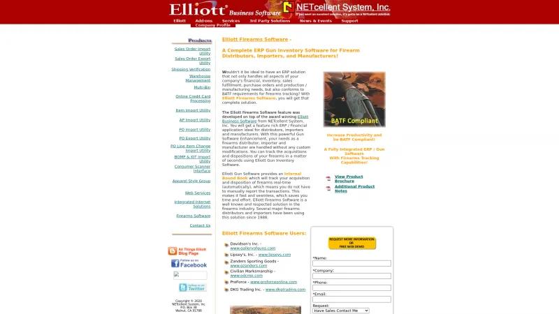 Homepage of Elliott Firearms Software