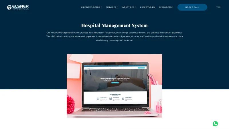 Homepage of Elsner Hospital Management System