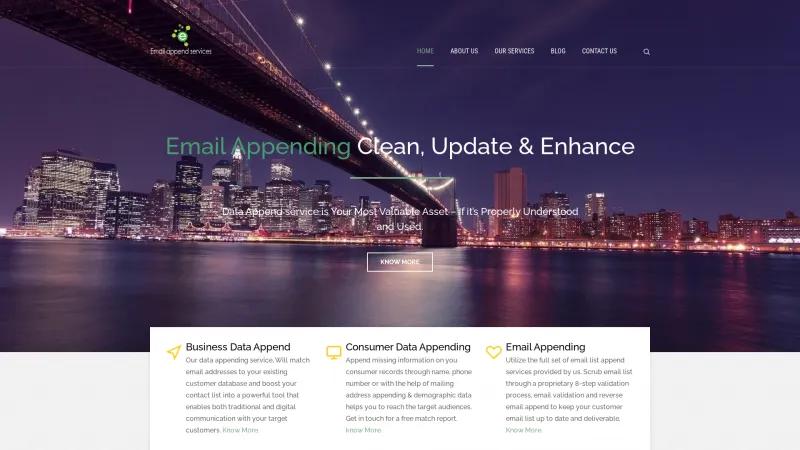 Homepage of Email Append Services