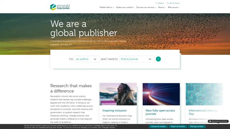 Homepage of Emerald Publishing