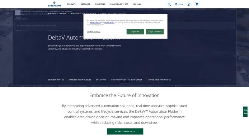 Homepage of Emerson DeltaV