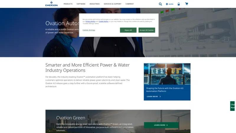 Homepage of Emerson Ovation